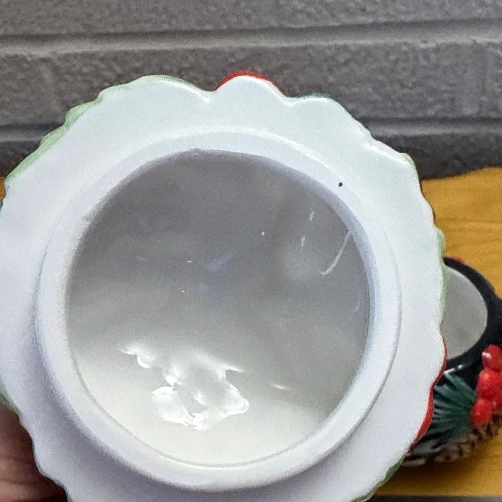 Fitz and Floyd Holiday Pine Sculpted Creamer and Sugar bowl SET with lid EUC - Picture 7 of 9
